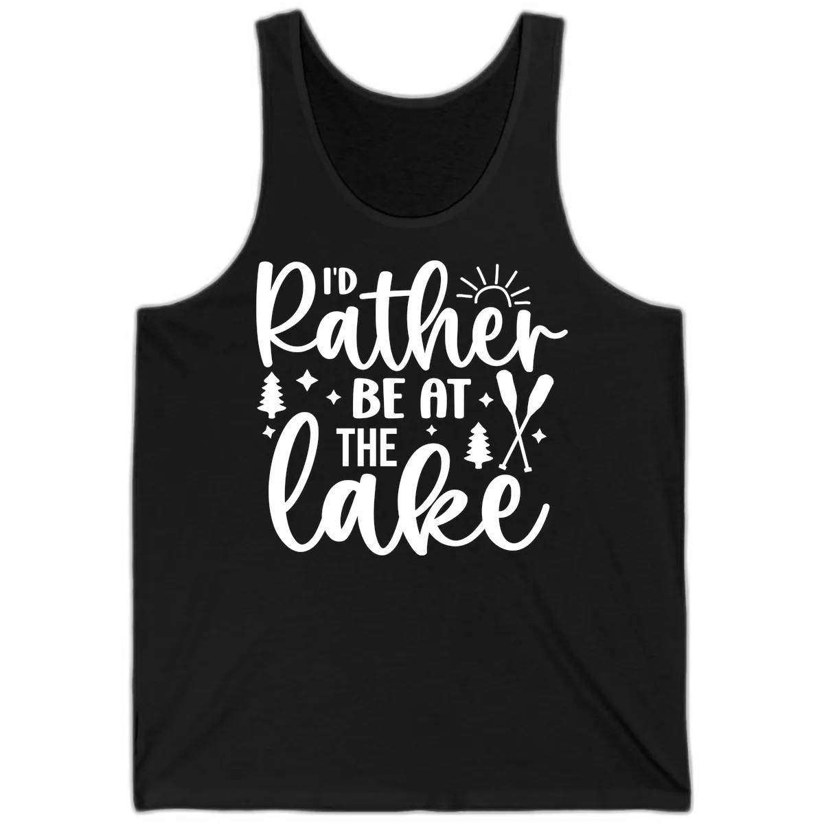 I'd Rather Be At The Lake Typography Tank in Black