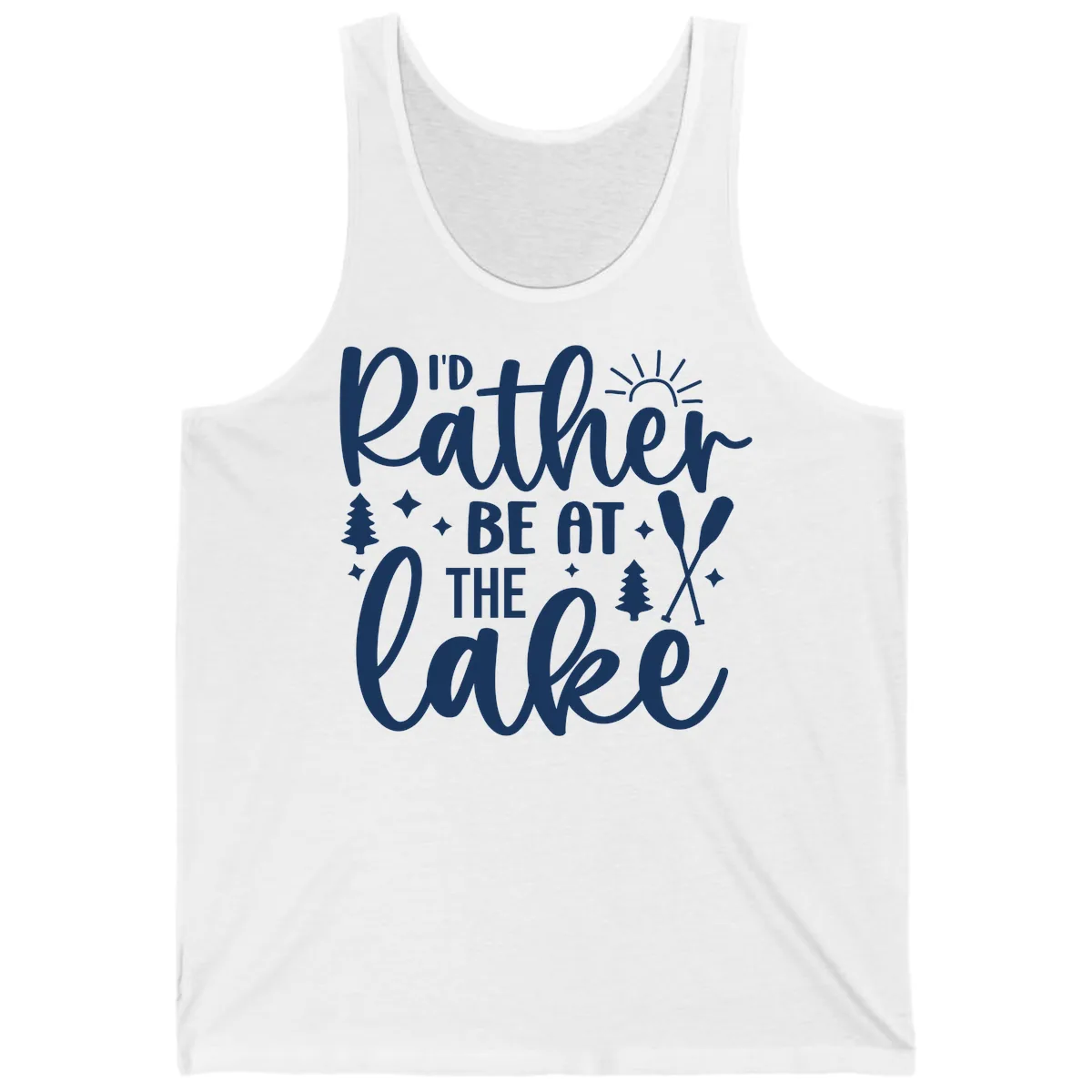 I'd Rather Be At The Lake Typography Tank in White
