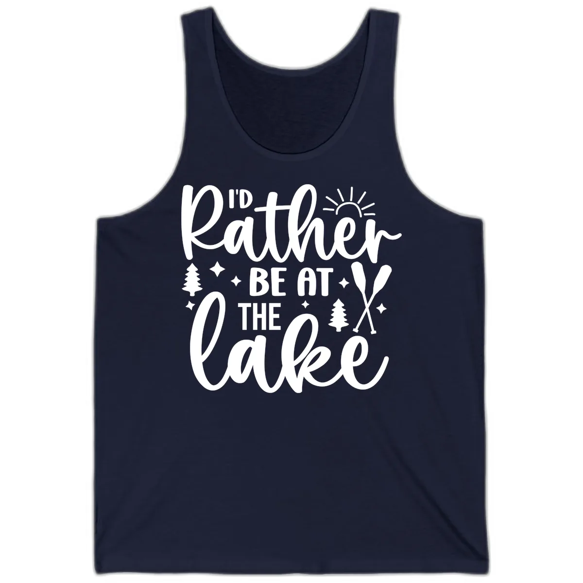 I'd Rather Be At The Lake Typography Tank in Navy