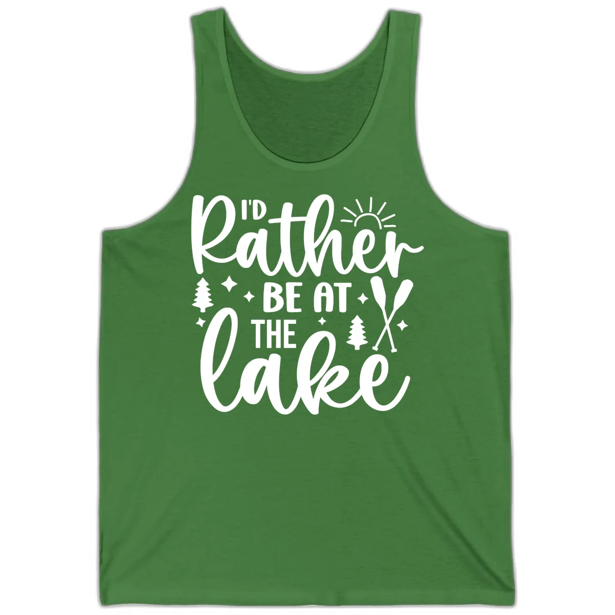 I'd Rather Be At The Lake Typography Tank in Leaf