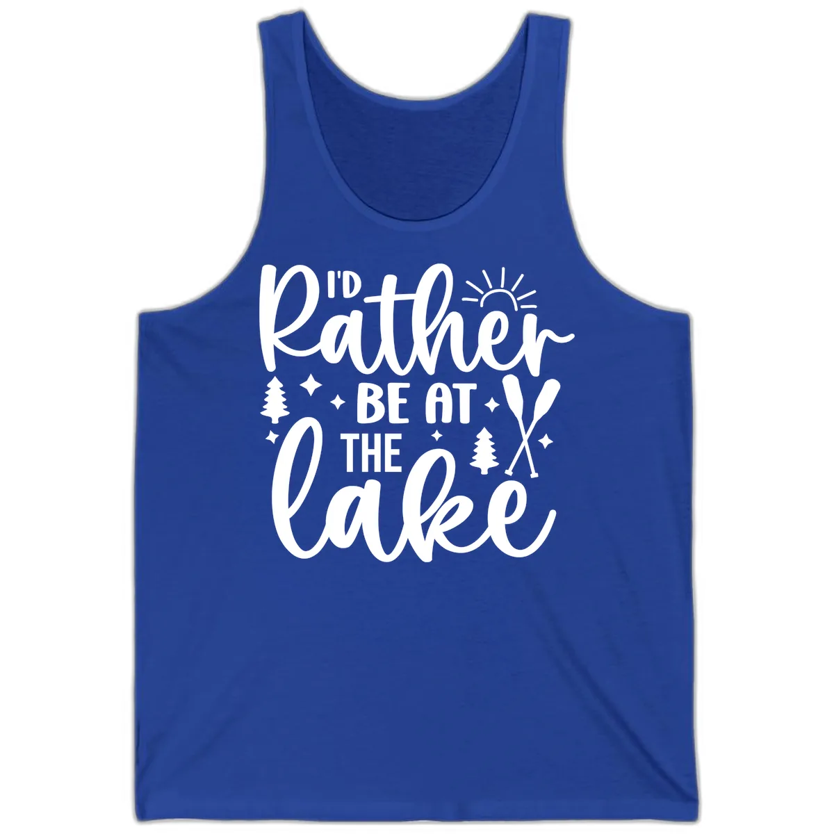 I'd Rather Be At The Lake Typography Tank in True Royal