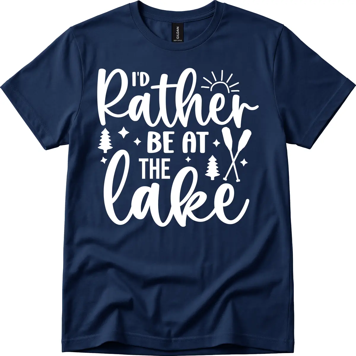 I'd Rather Be At The Lake Typography T-Shirt in Navy