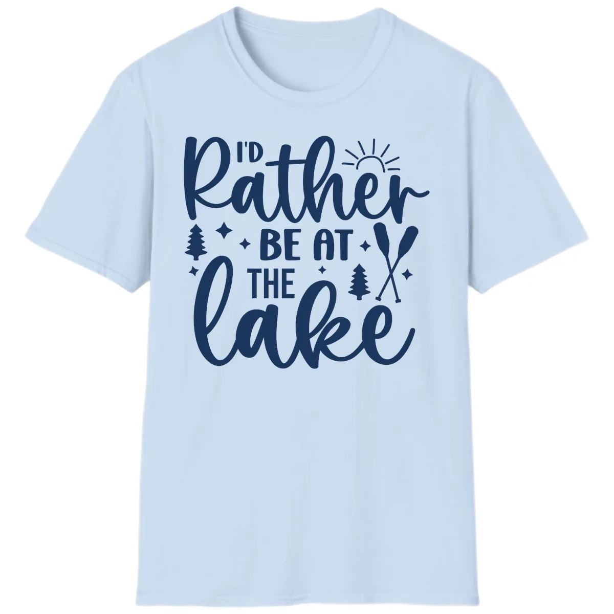 I'd Rather Be At The Lake Typography T-Shirt in Light Blue