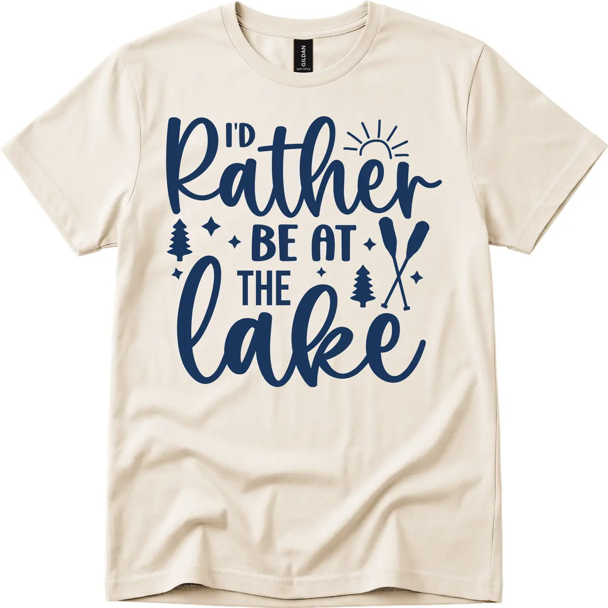 I'd Rather Be At The Lake Typography T-Shirt in Natural