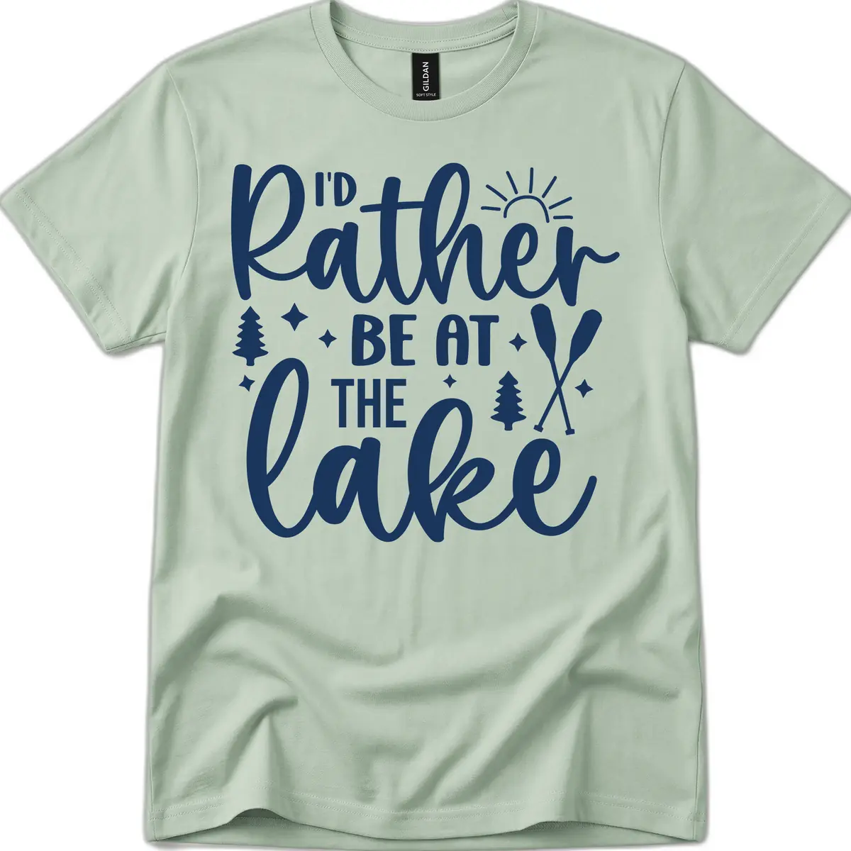 I'd Rather Be At The Lake Typography T-Shirt in Sage