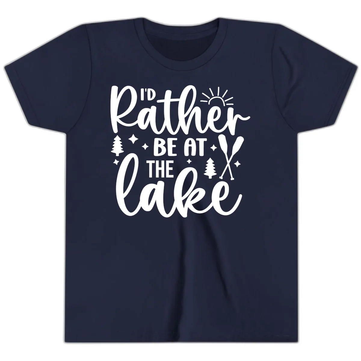 I'd Rather Be At The Lake Typography Youth T-Shirt in Navy