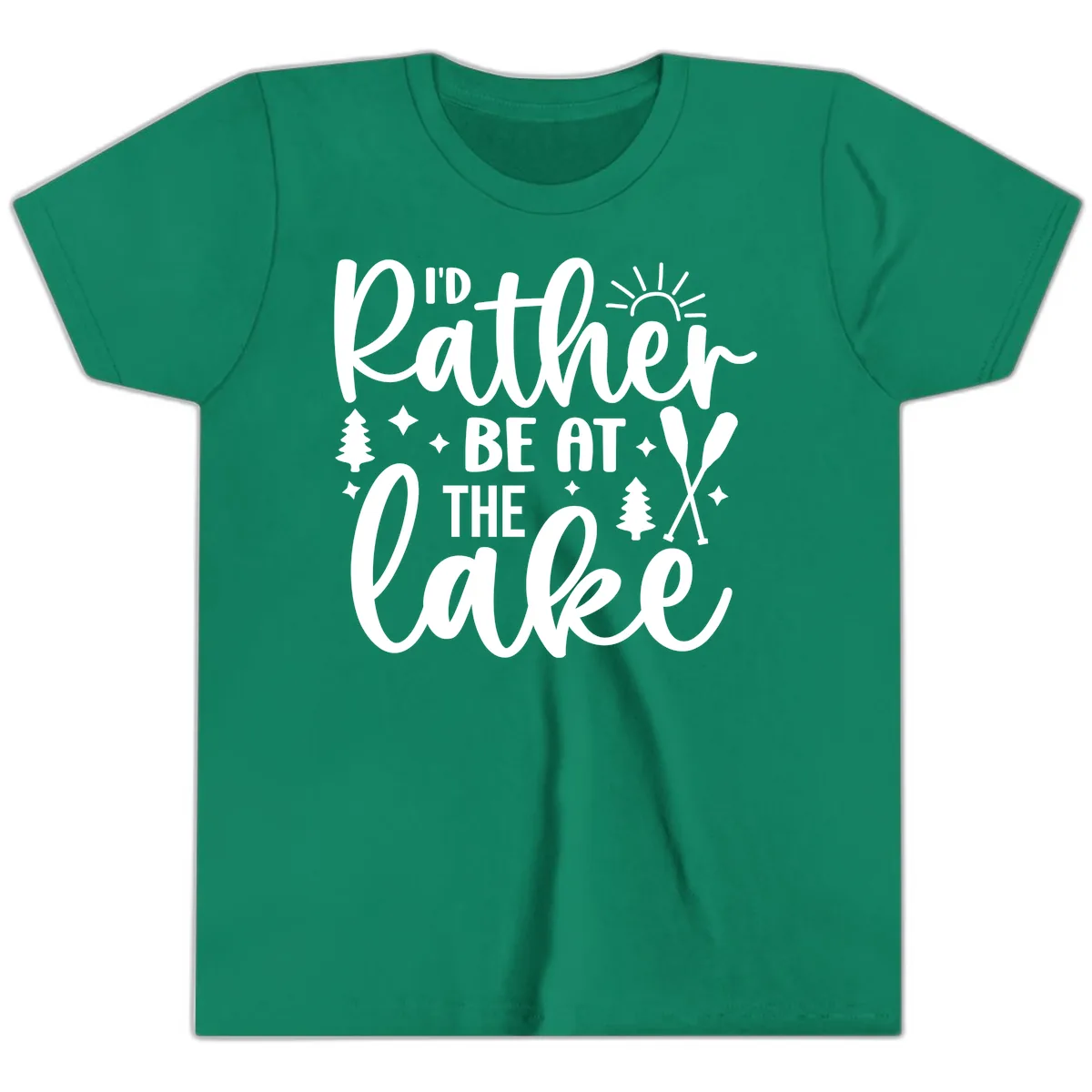 I'd Rather Be At The Lake Typography Youth T-Shirt in Kelly