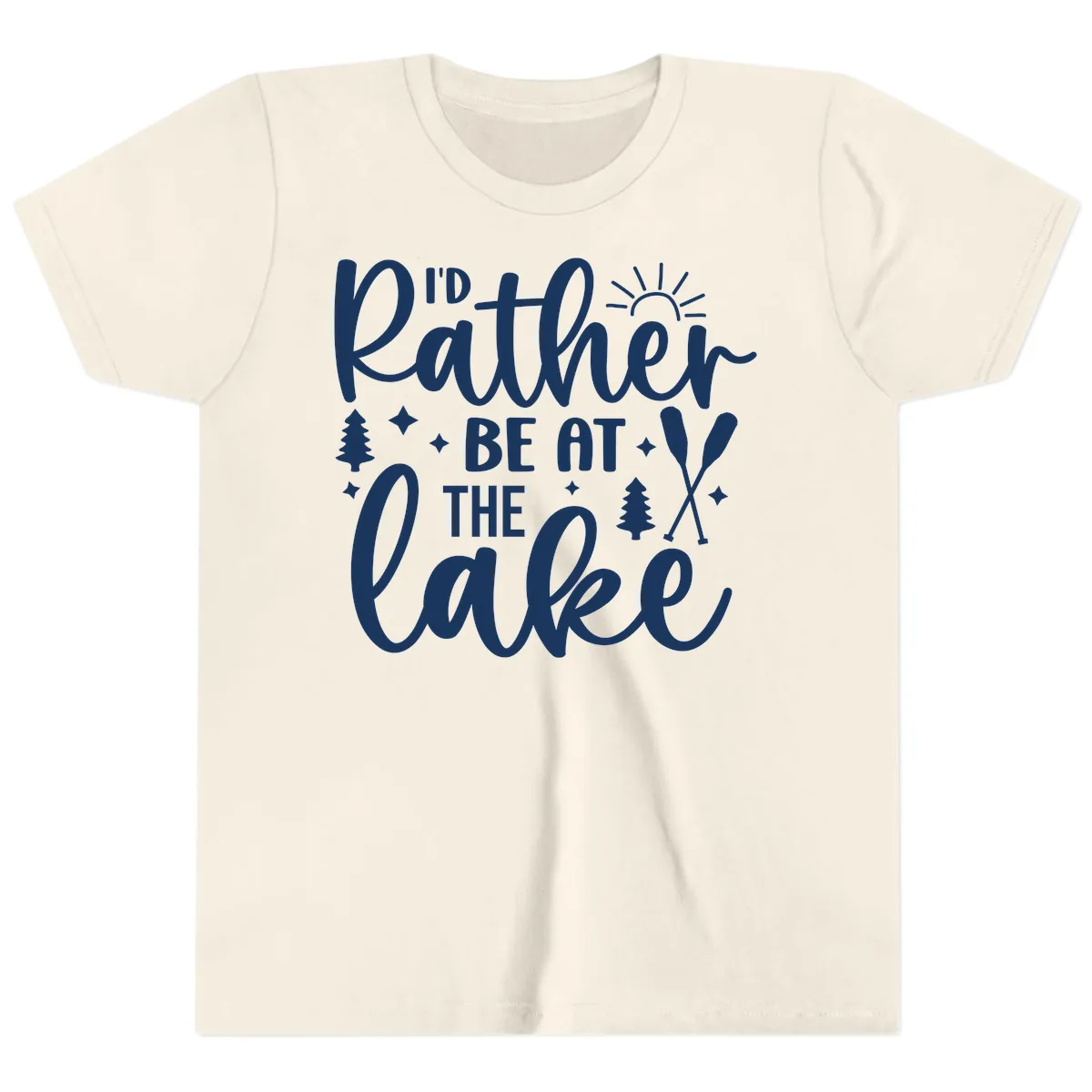 I'd Rather Be At The Lake Typography Youth T-Shirt in Natural