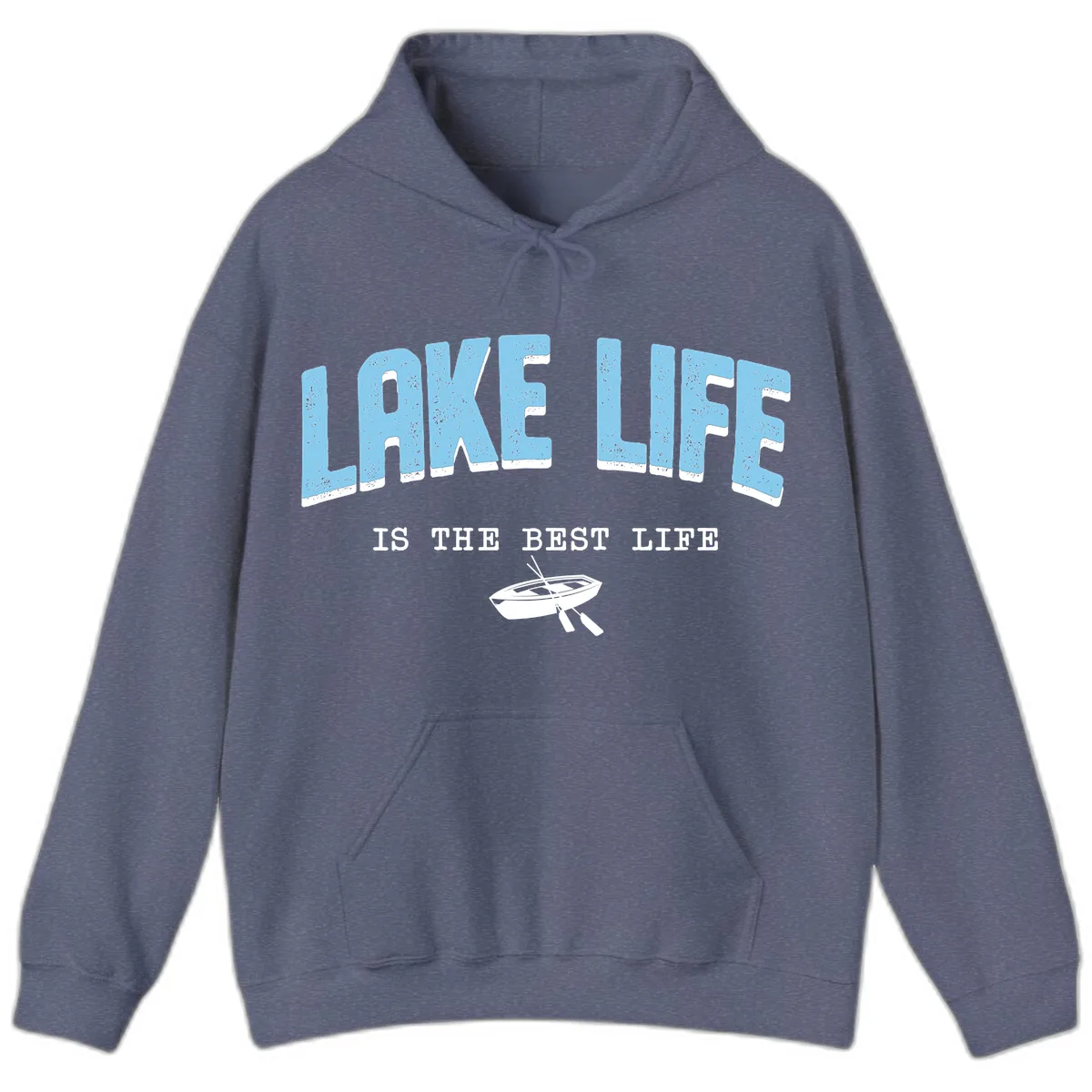 Lake Life Is The Best Life Design Hoodie in Heather Navy