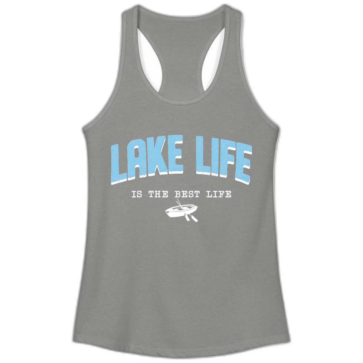 Lake Life Is The Best Life Design Ladies Tank in Heather Grey