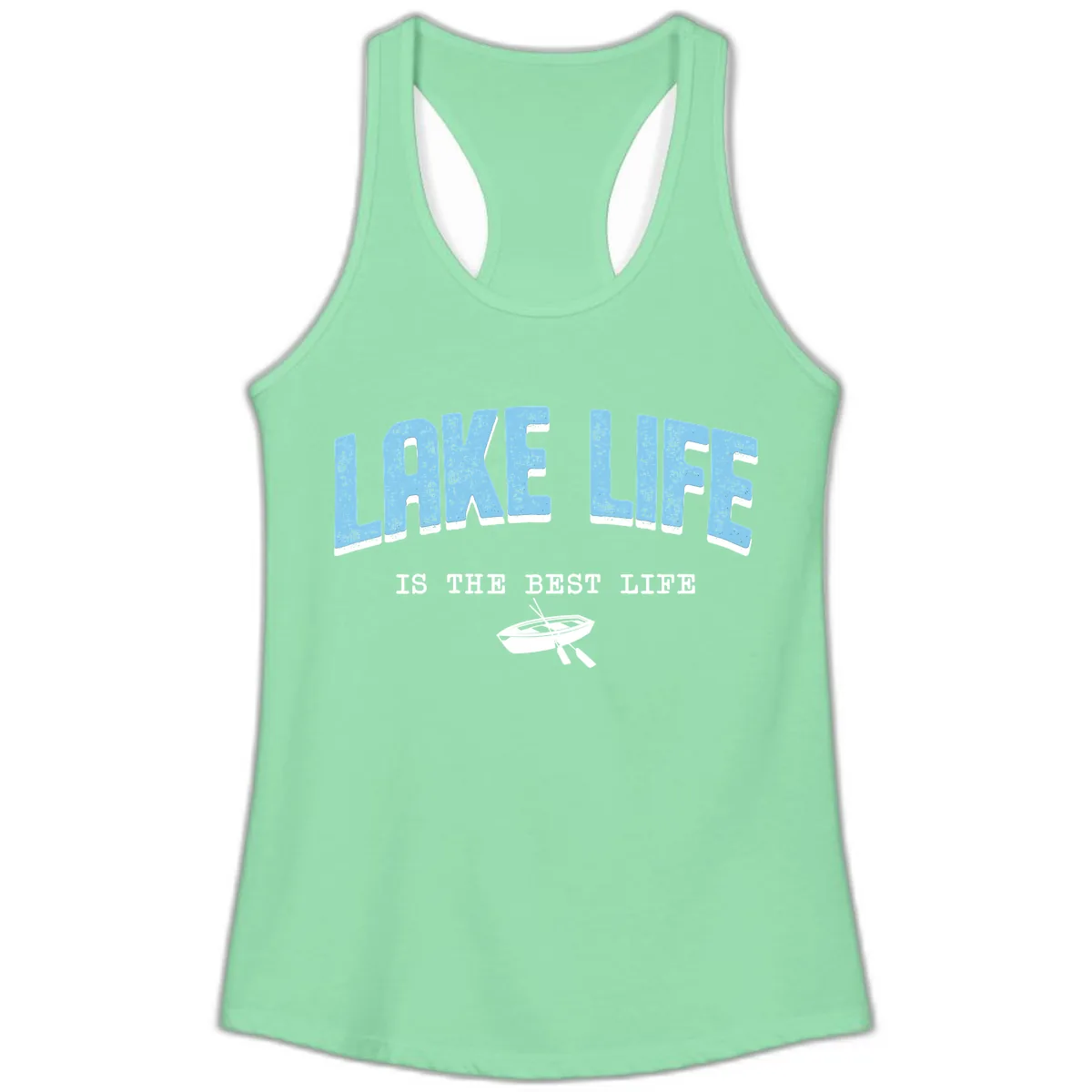 Lake Life Is The Best Life Design Ladies Tank in Solid Mint