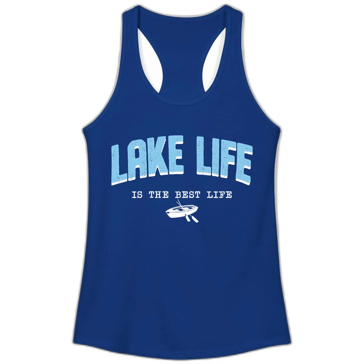 Lake Life Is The Best Life Design Ladies Tank in Solid Royal
