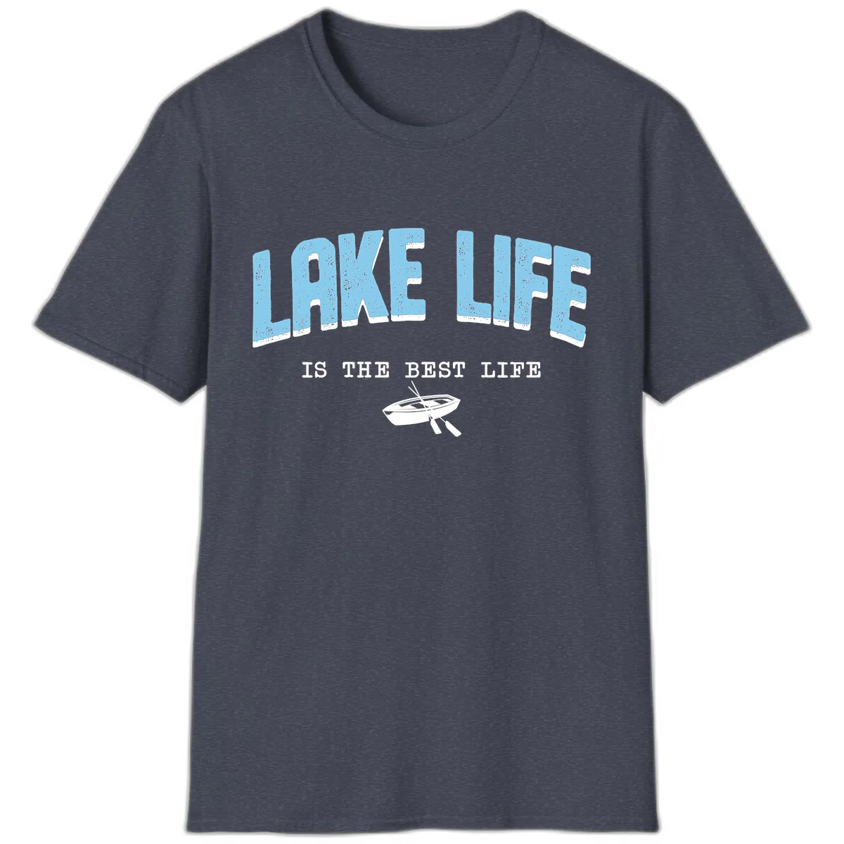 Lake Life Is The Best Life Design T-Shirt in Heather Navy