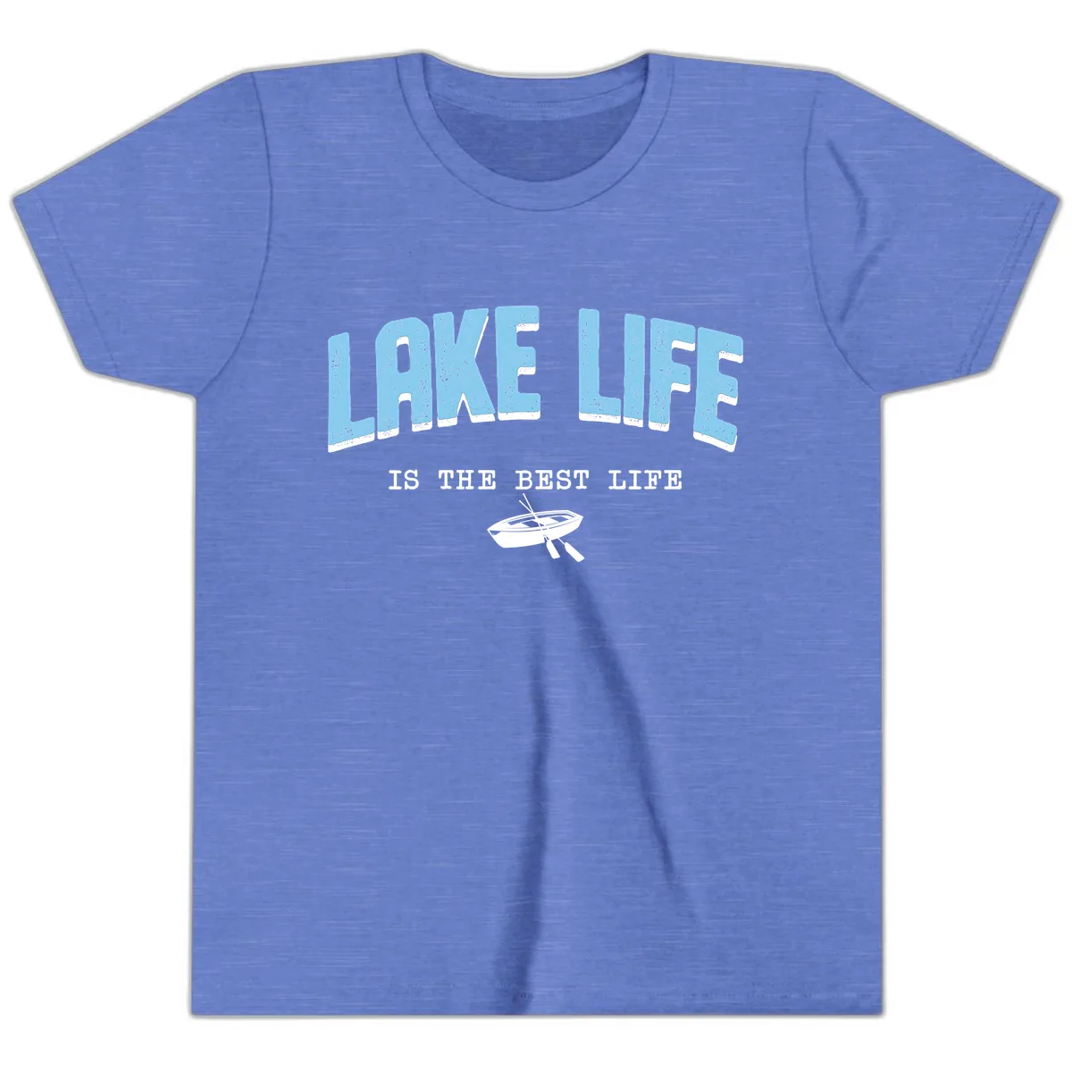 Lake Life Is The Best Life Design Youth T-Shirt in Heather Columbia Blue