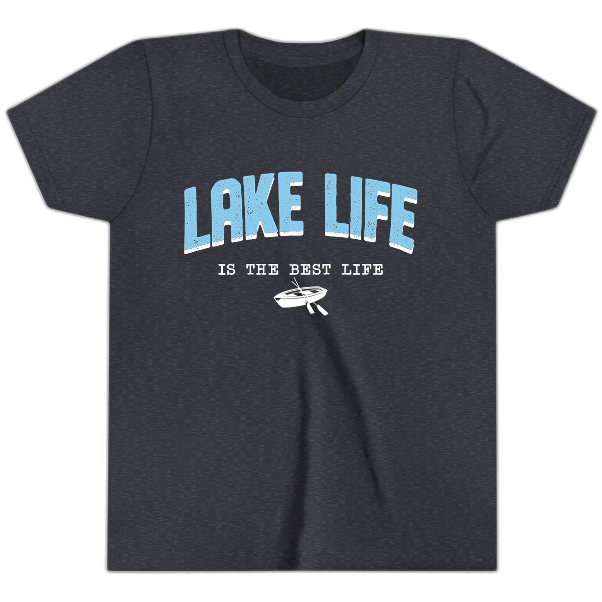 Lake Life Is The Best Life Design Youth T-Shirt in Heather Navy