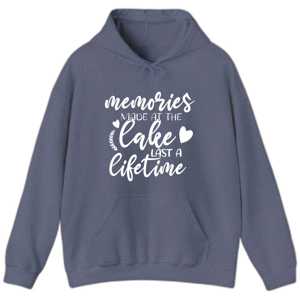 Memories Made At The Lake Last A Lifetime Hoodie in Heather Navy