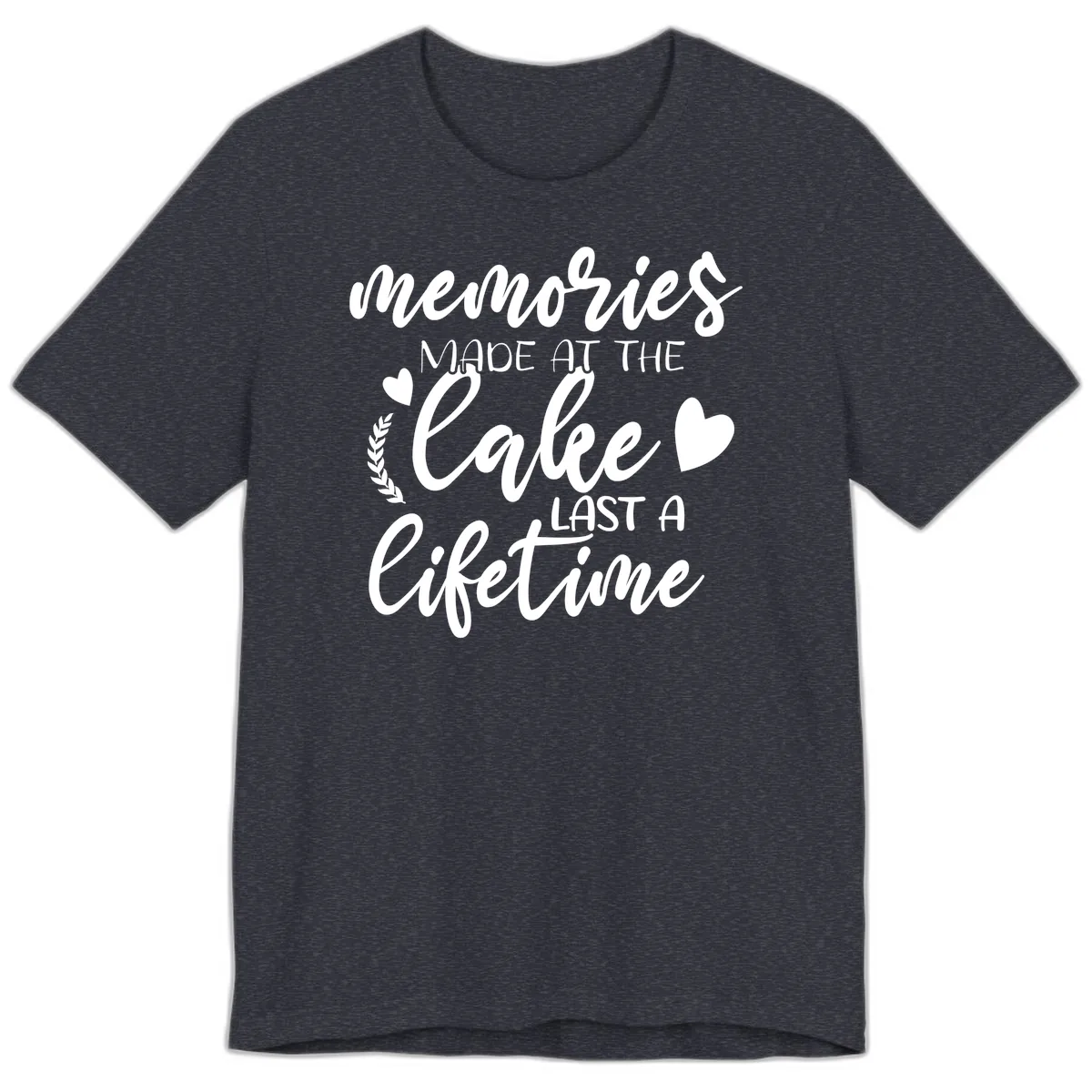 Memories Made At The Lake Last A Lifetime Premium T-Shirt in Heather Navy