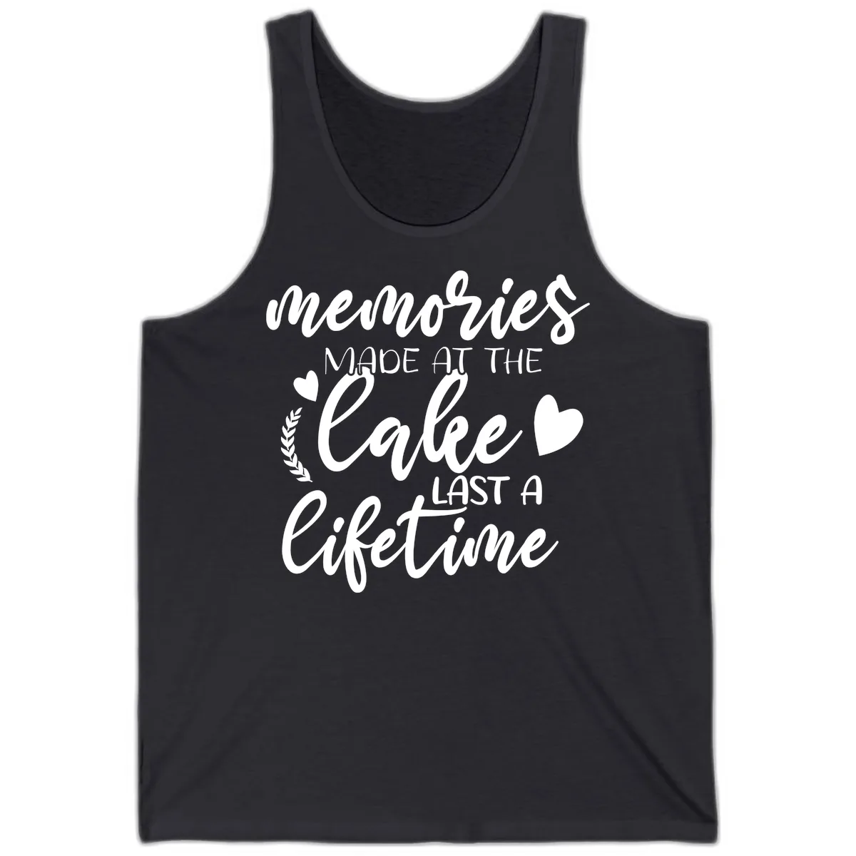 Memories Made At The Lake Last A Lifetime Tank in Dark Grey
