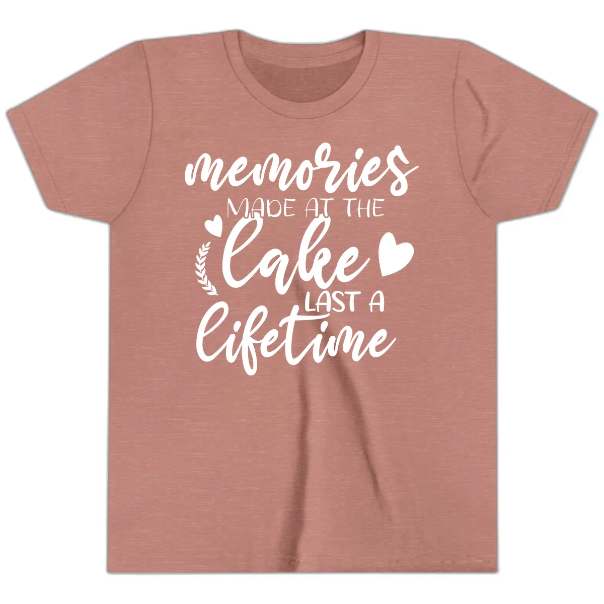 Memories Made At The Lake Last A Lifetime Youth T-Shirt in Heather Mauve