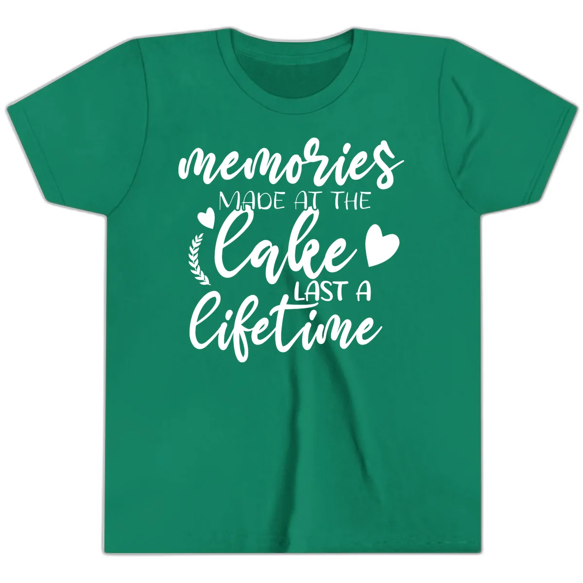 Memories Made At The Lake Last A Lifetime Youth T-Shirt in Kelly