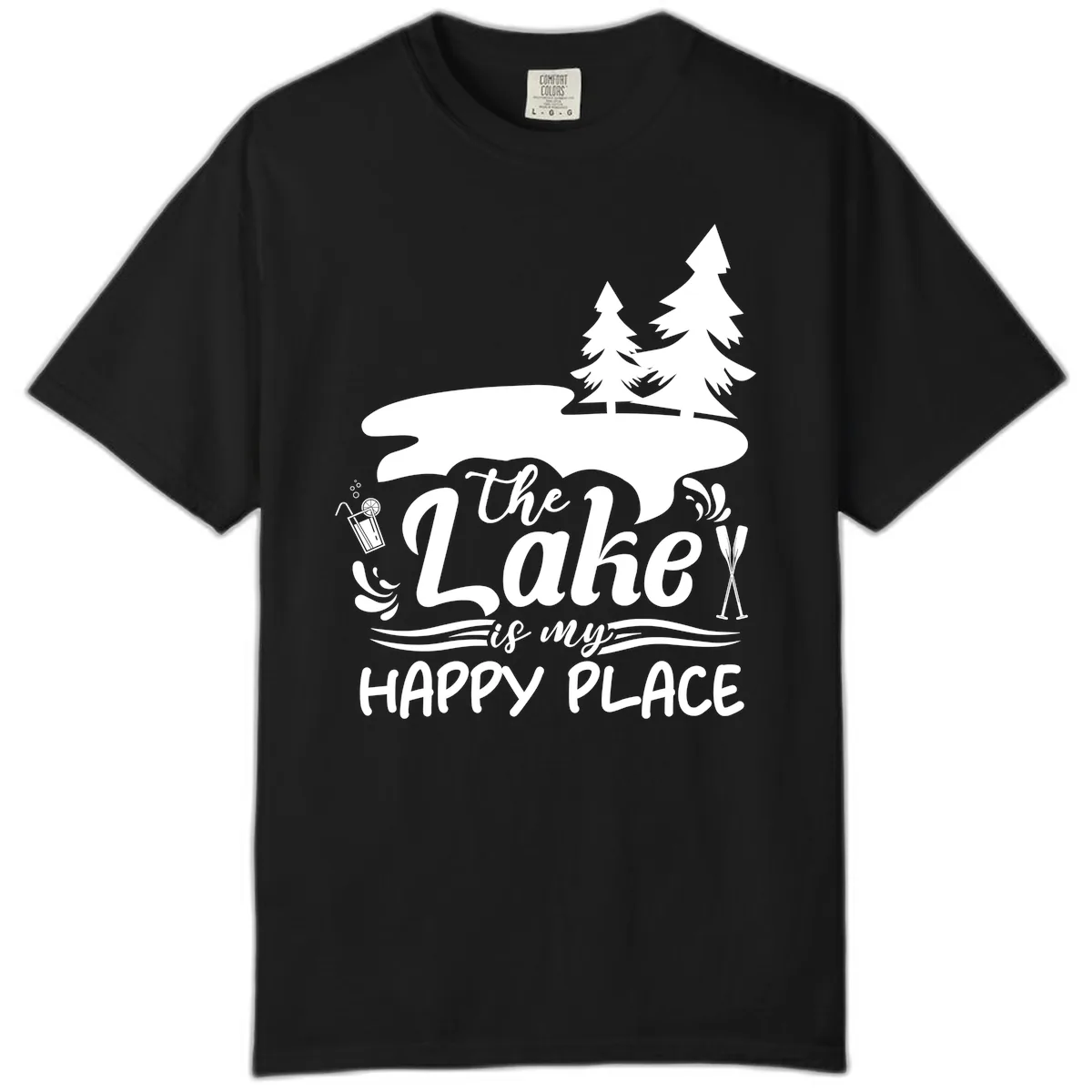 The Lake Is My Happy Place Comfort Color in Black