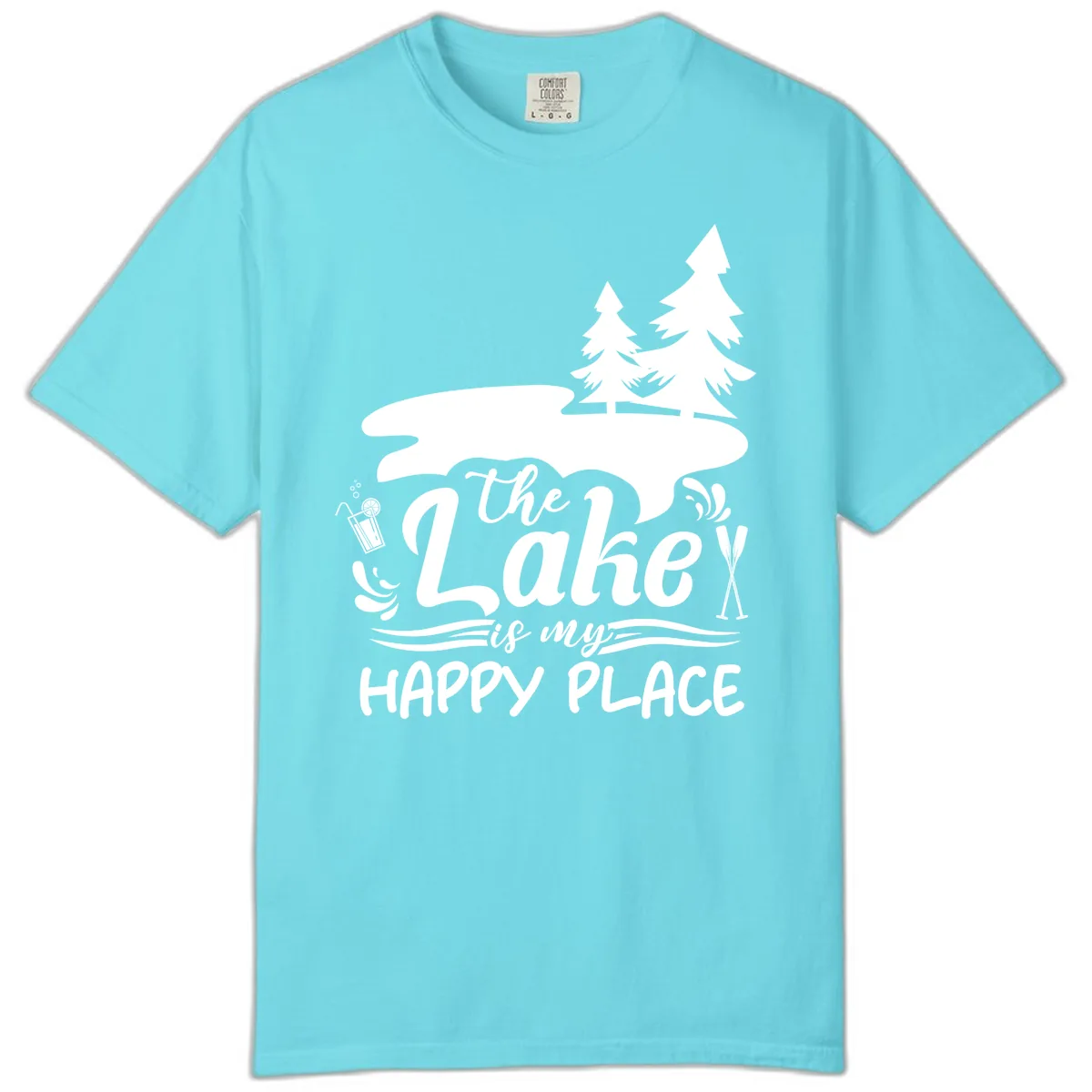 The Lake Is My Happy Place Comfort Color in Lagoon Blue