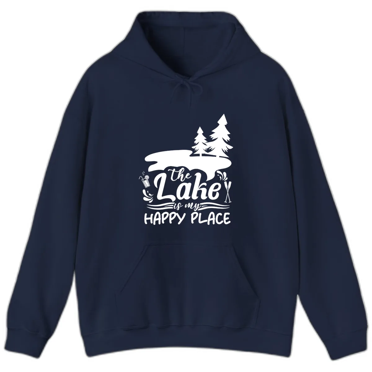 The Lake Is My Happy Place Hoodie in Navy