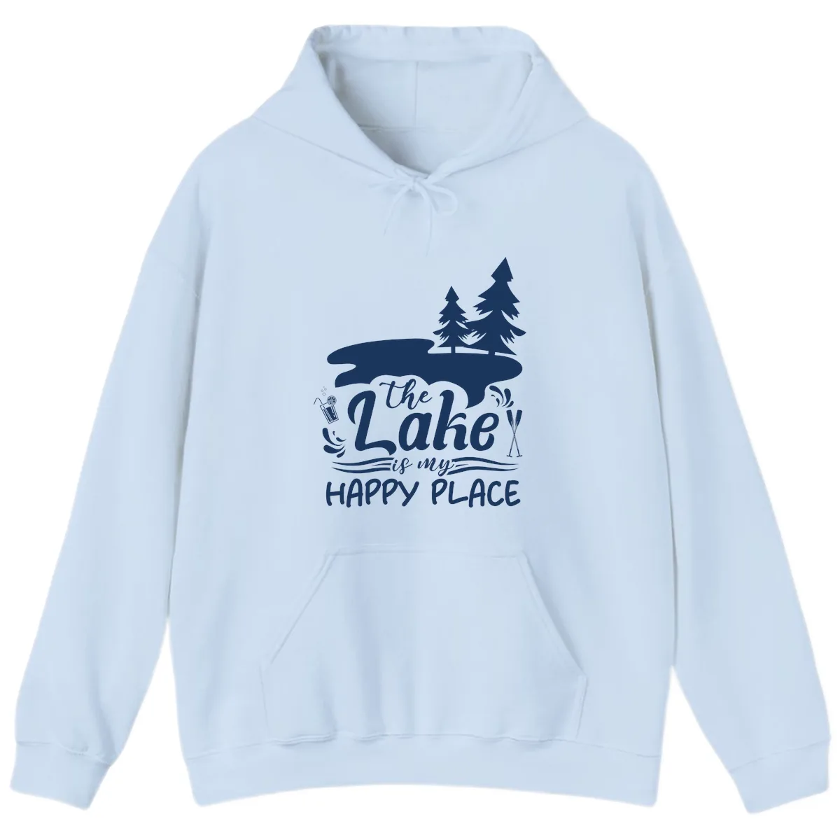The Lake Is My Happy Place Hoodie in Light Blue
