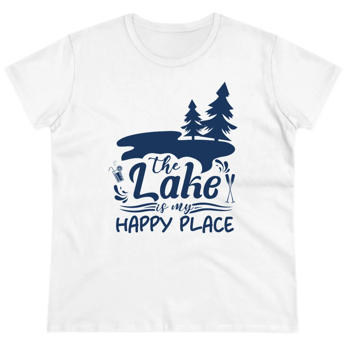 The Lake Is My Happy Place Ladies Tee in White