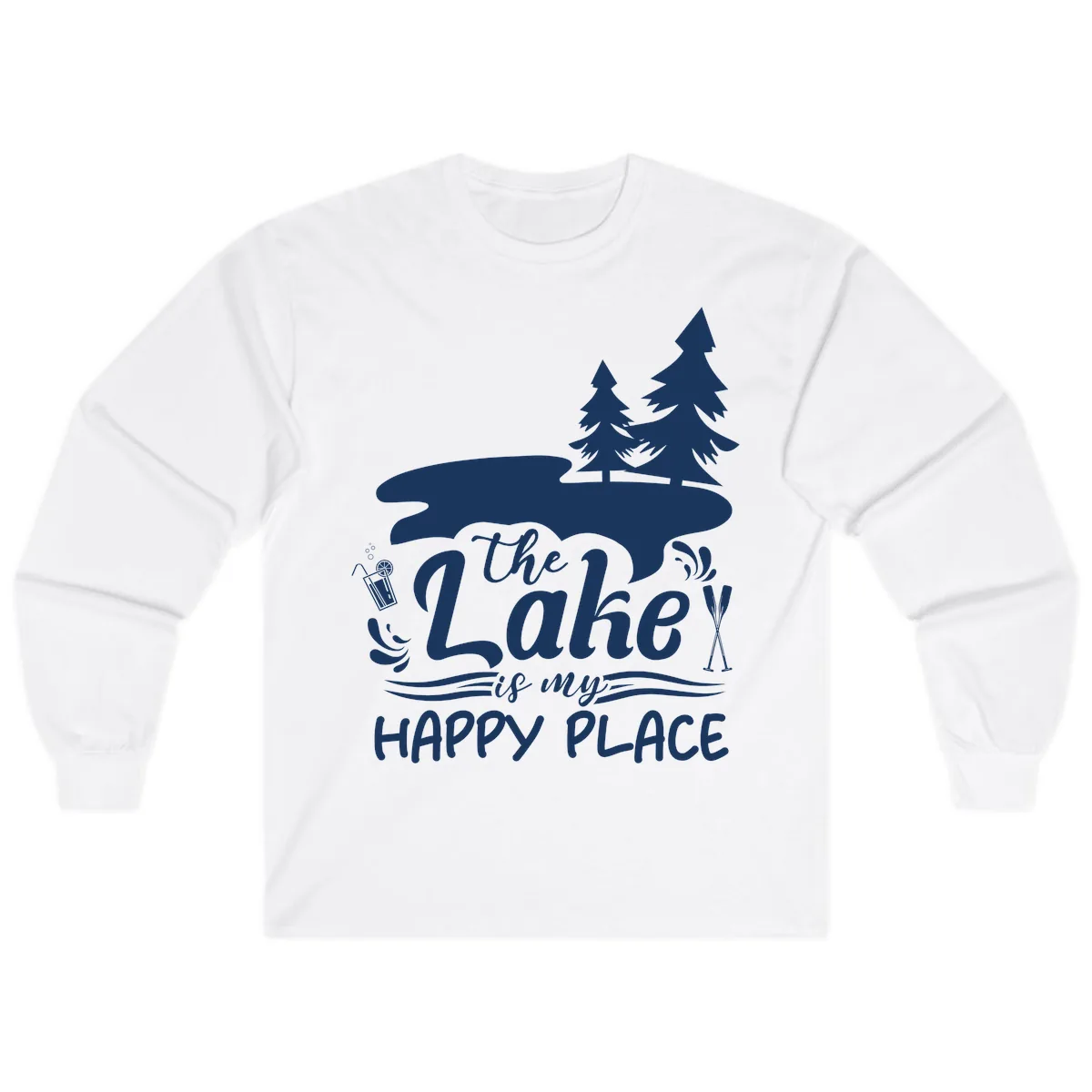 The Lake Is My Happy Place Long Sleeve in White