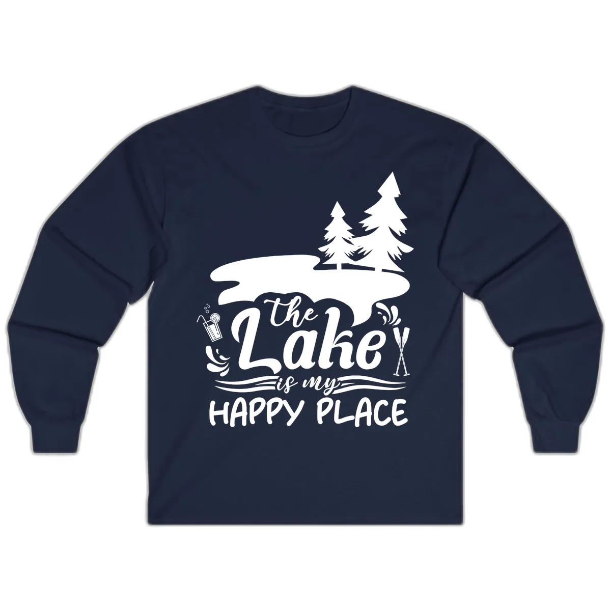 The Lake Is My Happy Place Long Sleeve in Navy