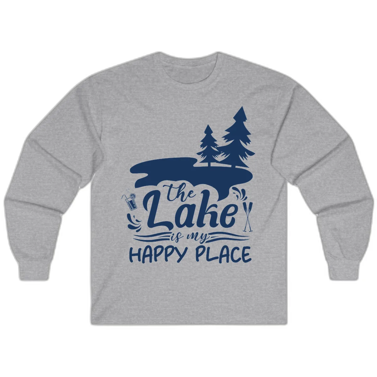 The Lake Is My Happy Place Long Sleeve in Sport Grey