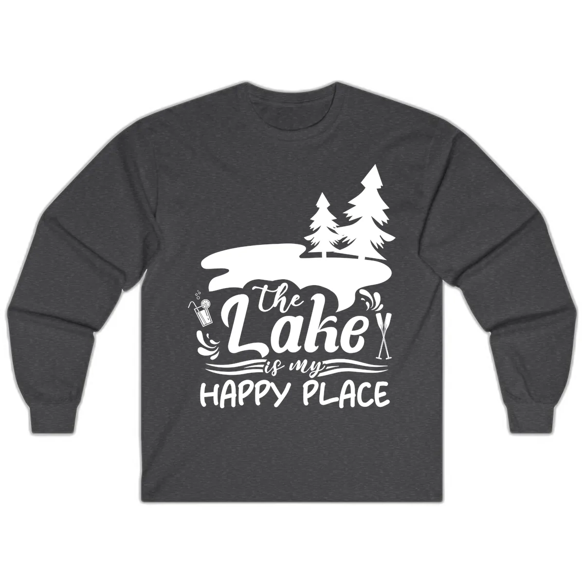 The Lake Is My Happy Place Long Sleeve in Dark Heather
