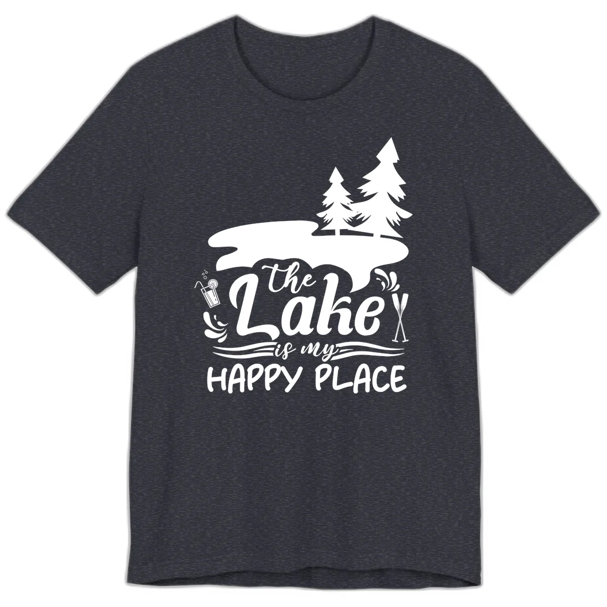 The Lake Is My Happy Place Premium T-Shirt in Heather Navy