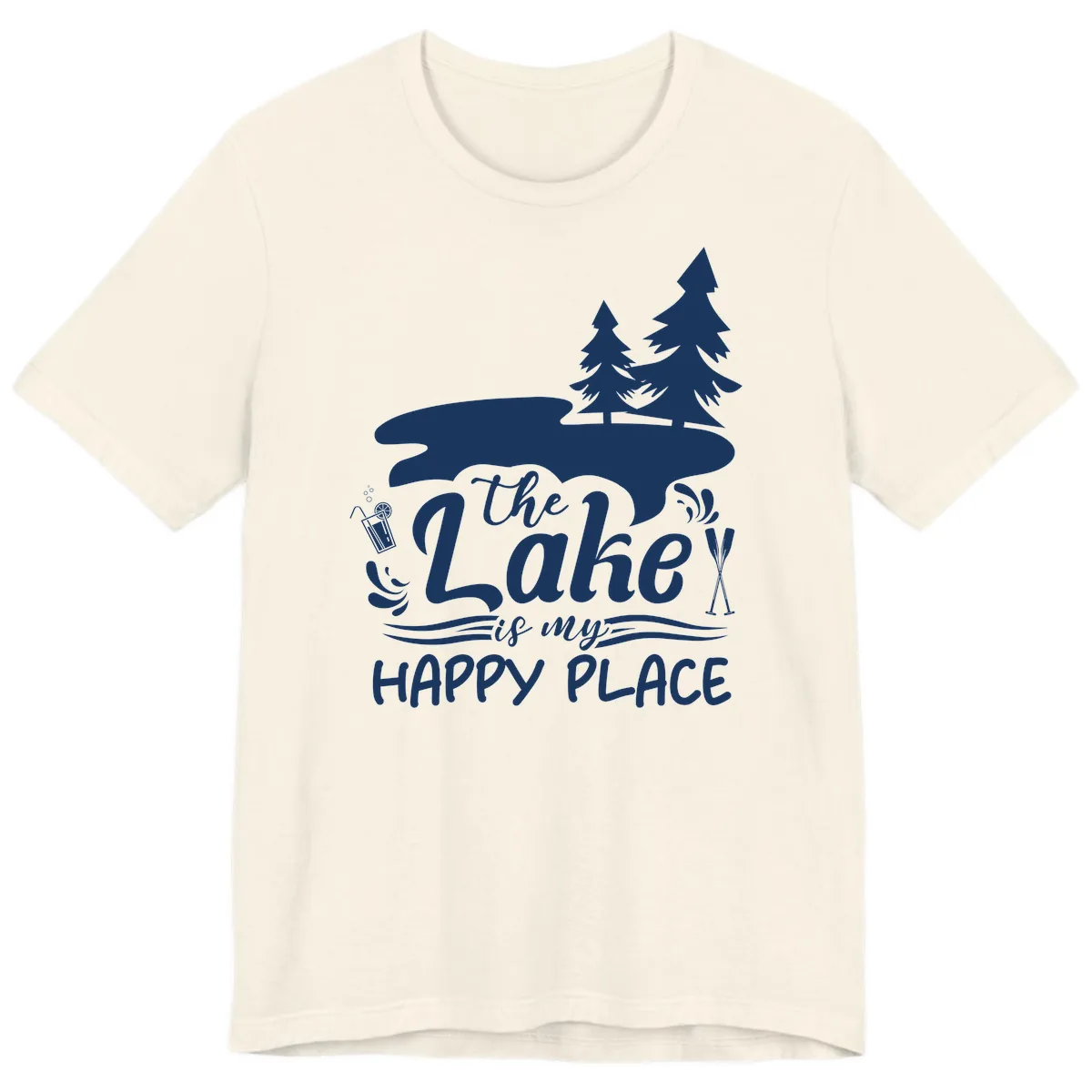 The Lake Is My Happy Place Premium T-Shirt in Natural
