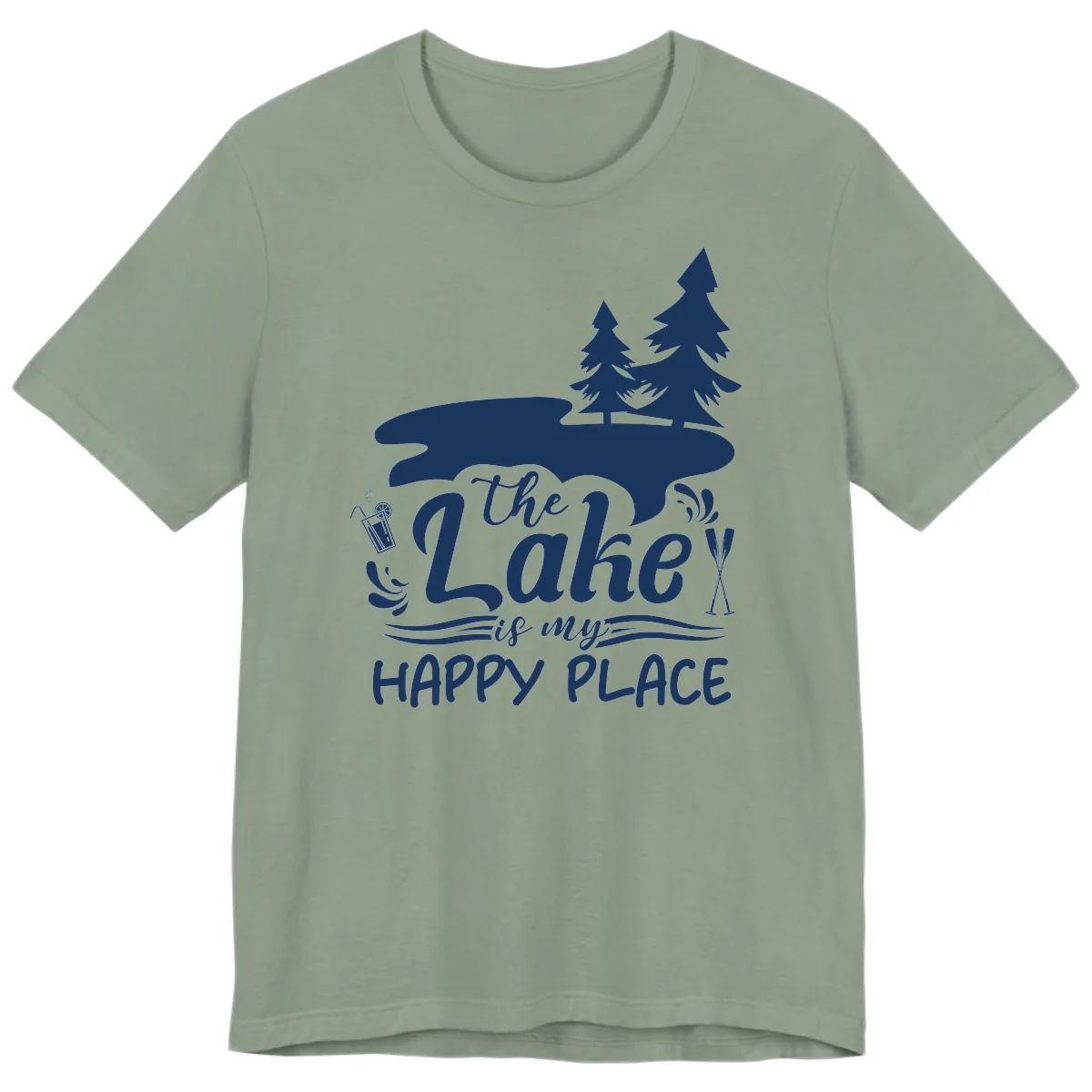 The Lake Is My Happy Place Premium T-Shirt in Sage