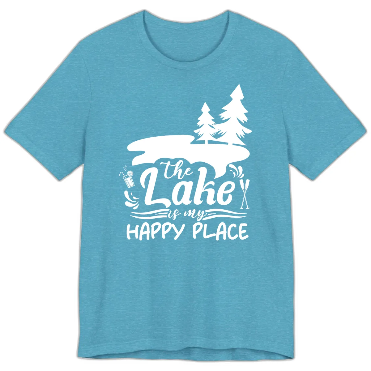 The Lake Is My Happy Place Premium T-Shirt in Heather Aqua