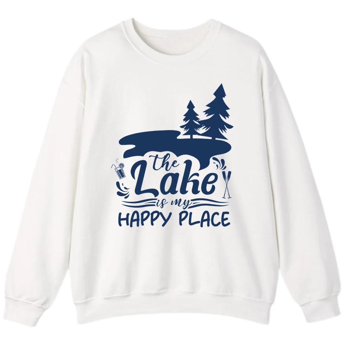 The Lake Is My Happy Place Sweatshirt in White