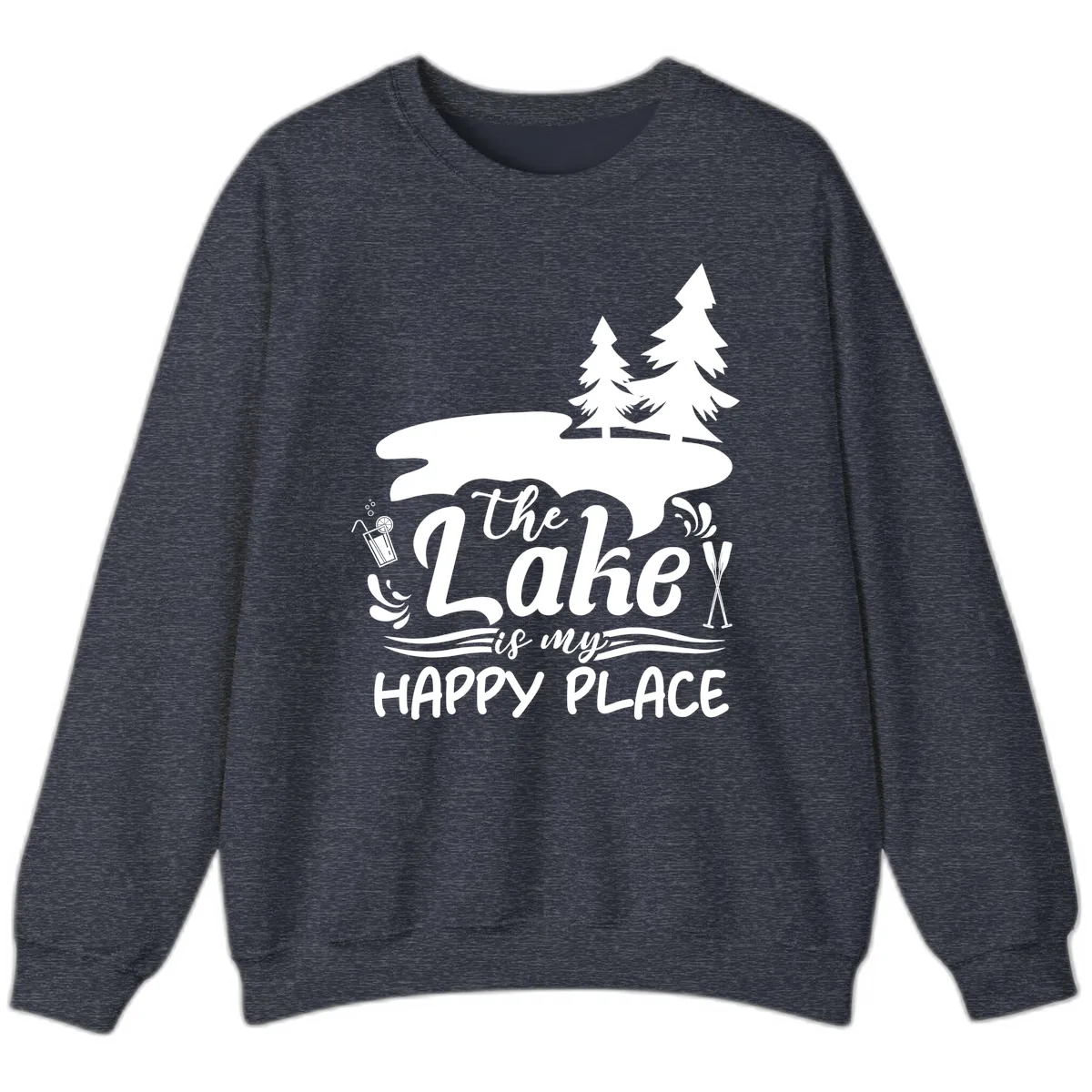 The Lake Is My Happy Place Sweatshirt in Heather Sport Dark Navy
