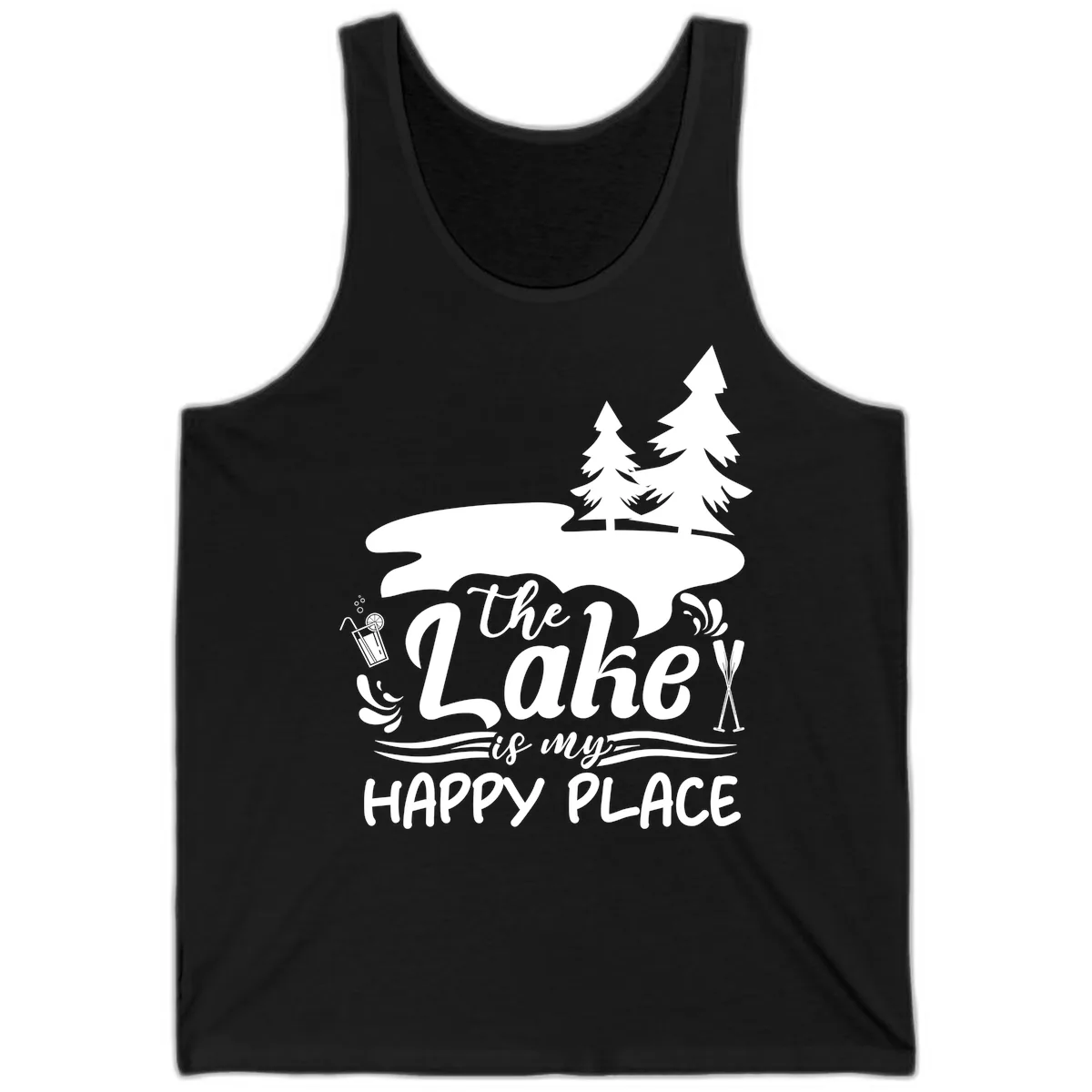 The Lake Is My Happy Place Tank in Black