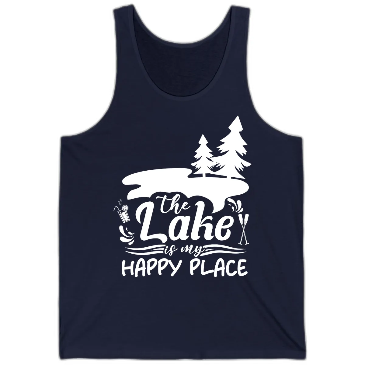 The Lake Is My Happy Place Tank in Navy