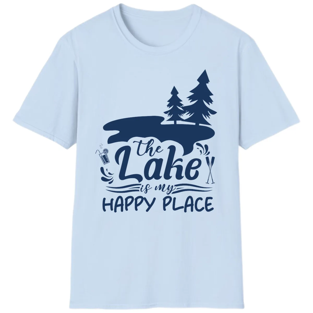 The Lake Is My Happy Place T-Shirt in Light Blue