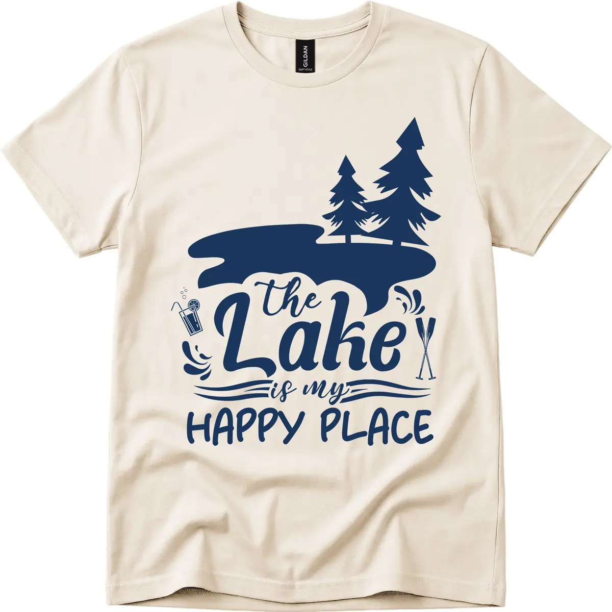 The Lake Is My Happy Place T-Shirt in Natural