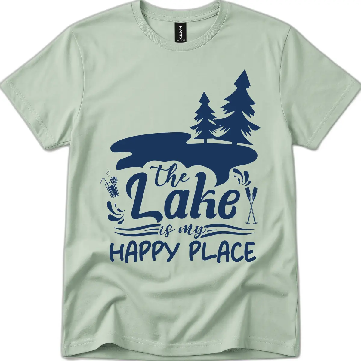 The Lake Is My Happy Place T-Shirt in Sage