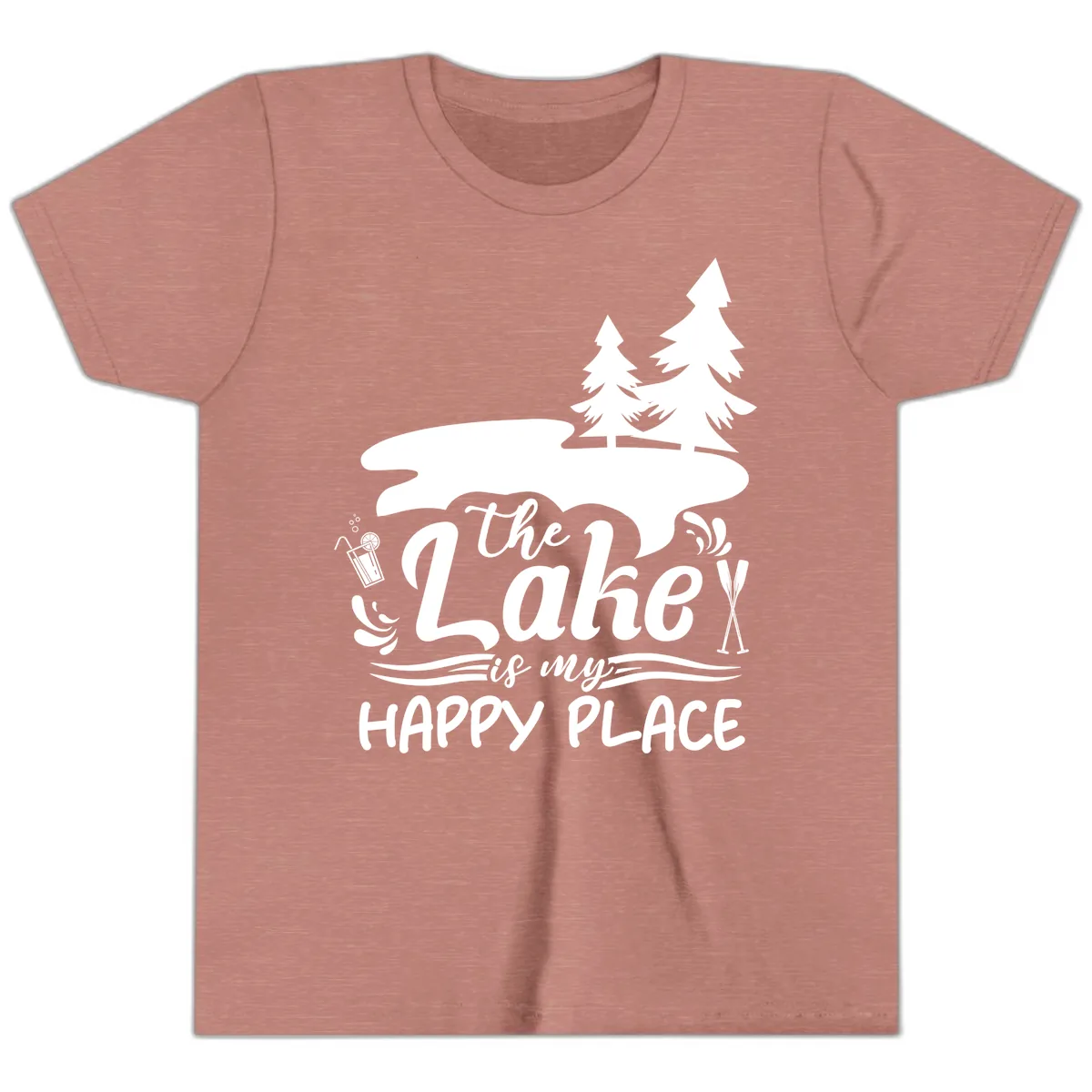 The Lake Is My Happy Place Youth T-Shirt in Heather Mauve