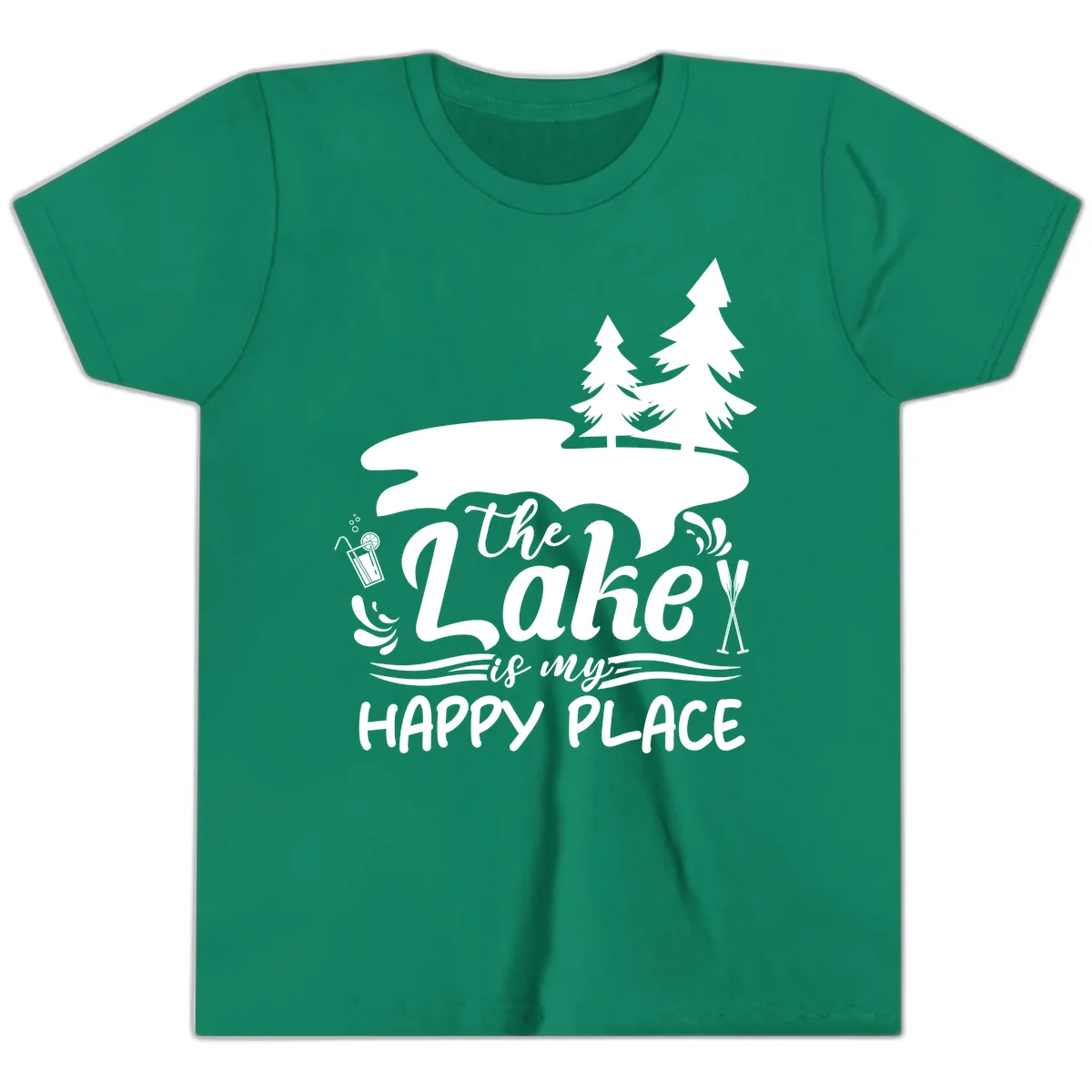 The Lake Is My Happy Place Youth T-Shirt in Kelly
