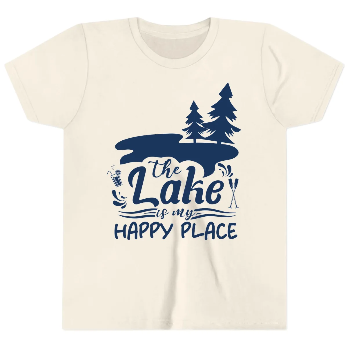 The Lake Is My Happy Place Youth T-Shirt in Natural