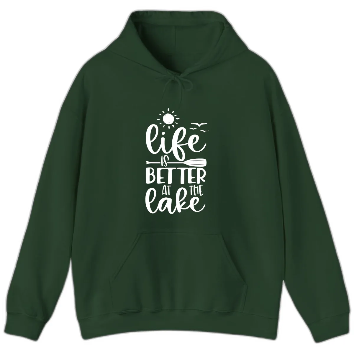 Life Is Better At The Lake Design Hoodie in Forest Green