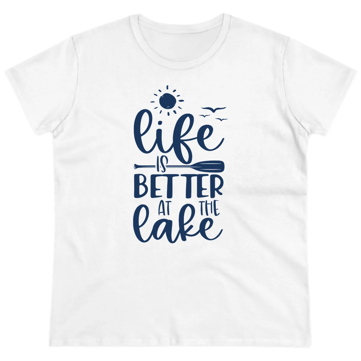 Life Is Better At The Lake Design Ladies Tee in White