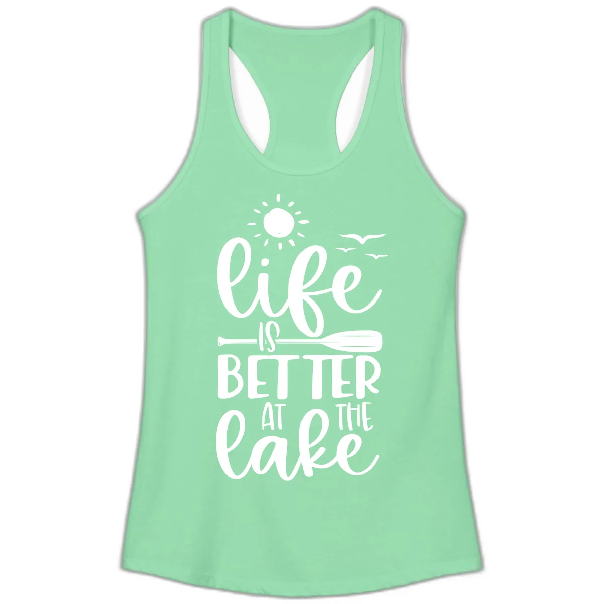 Life Is Better At The Lake Design Ladies Tank in Solid Mint